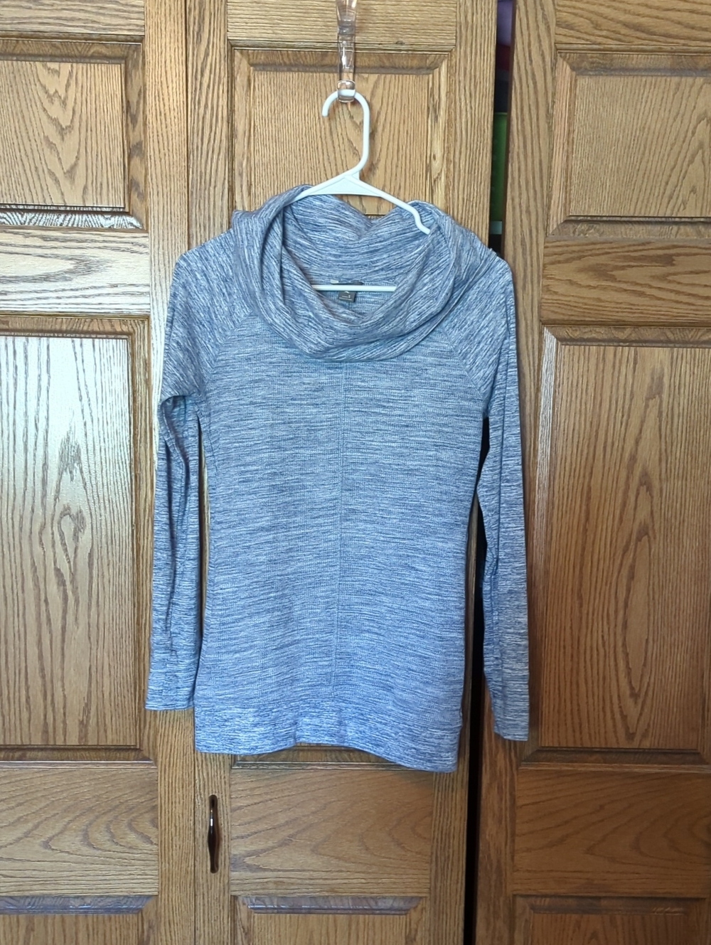 Women’s Heather Blue Gray Cowl Neck Sweater